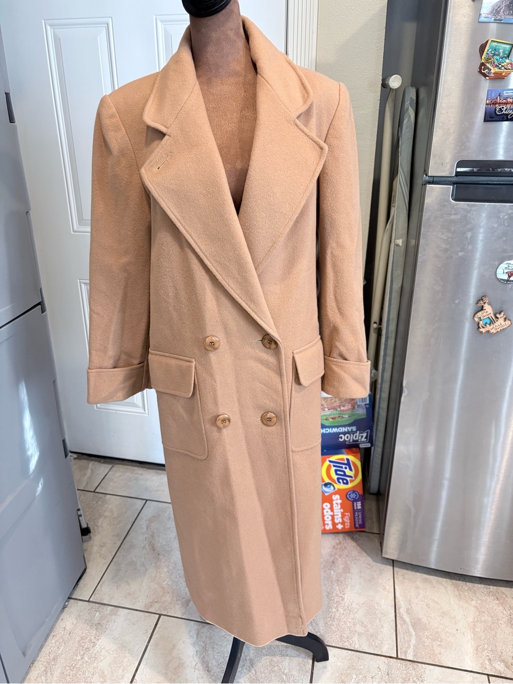 Tailored Double-Breasted Camel Trench Coat